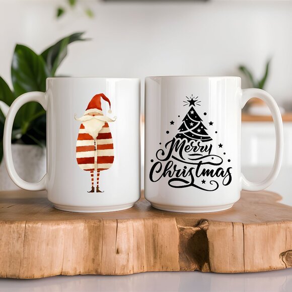 Christmas Gift, Quirky Santa Latte Mug, Personalized Gift (optional) - Picture 1 of 3